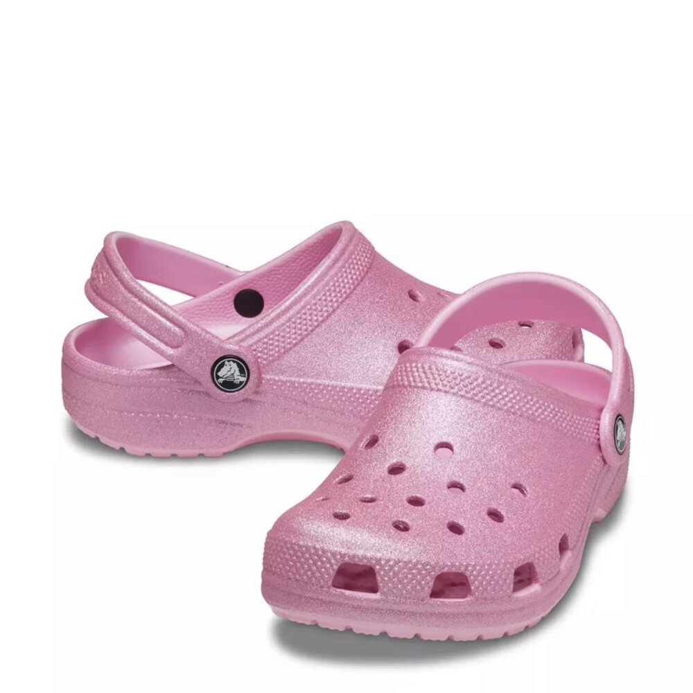 NEW Crocs Sizes C11 - J1 Kids' Classic Glitter Clog - Pink Tweed Glitter